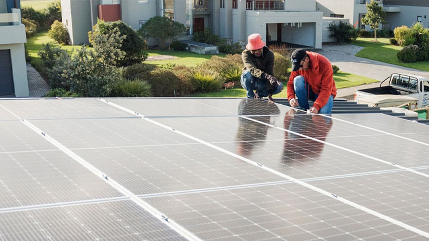 Solar panels on roof