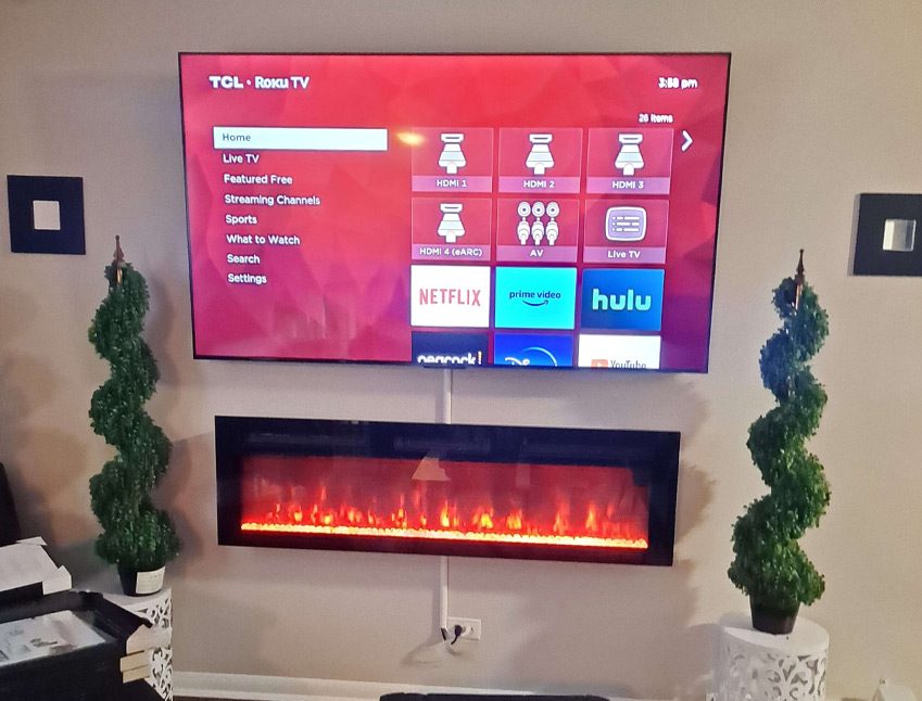 Soundbar mounted neatly below TV