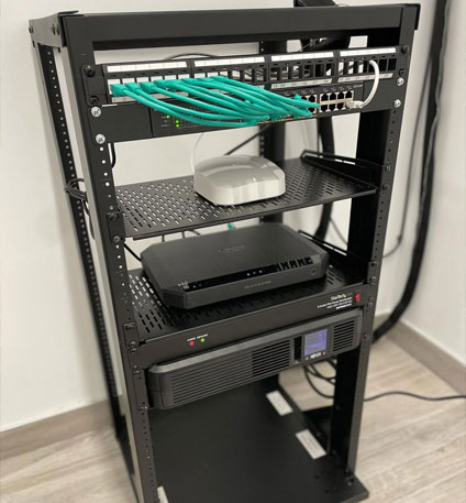 Professional network cabling and mesh WiFi system installation in Fourways office
